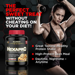 Allmax HEXAPRO French Vanilla scoop-locked lid demonstrates mess-free access