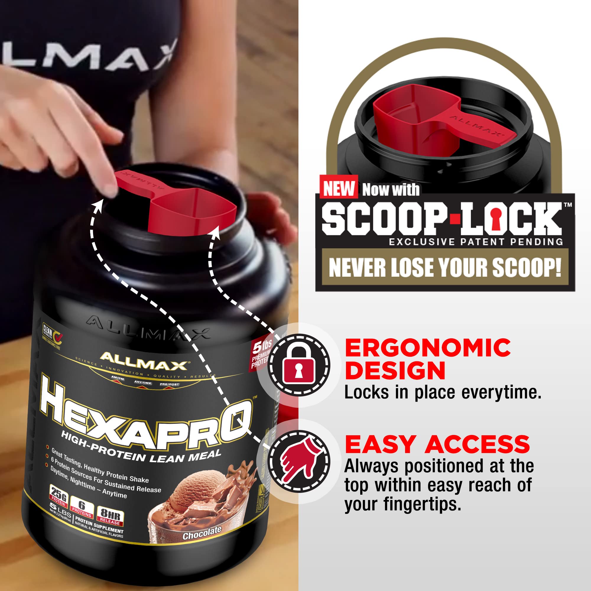 Allmax HEXAPRO French Vanilla shake poured into glass reveals creamy texture