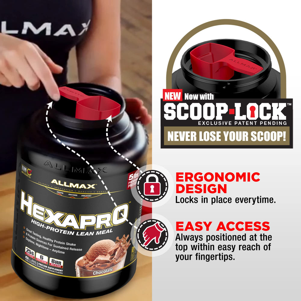 Allmax HEXAPRO French Vanilla shake poured into glass reveals creamy texture