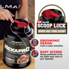 Allmax HEXAPRO French Vanilla shake poured into glass reveals creamy texture
