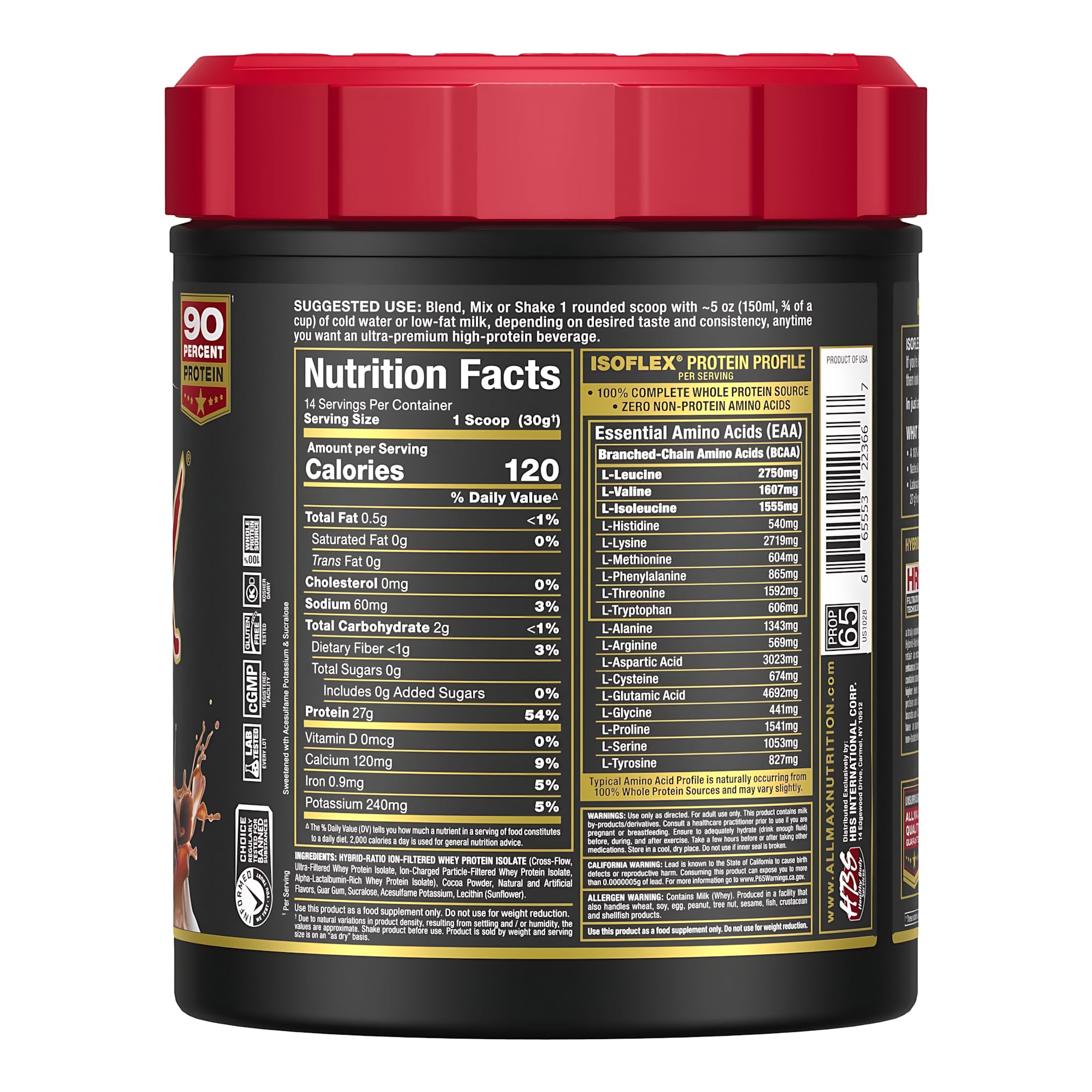 ALLMAX IsoFlex alpha-lactalbumin fraction supports balanced amino profiles