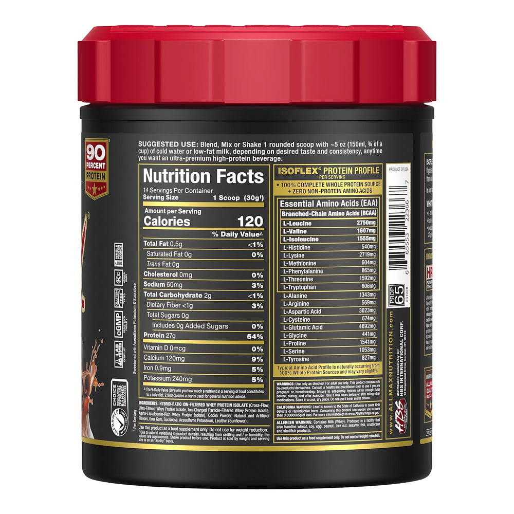 ALLMAX IsoFlex alpha-lactalbumin fraction supports balanced amino profiles