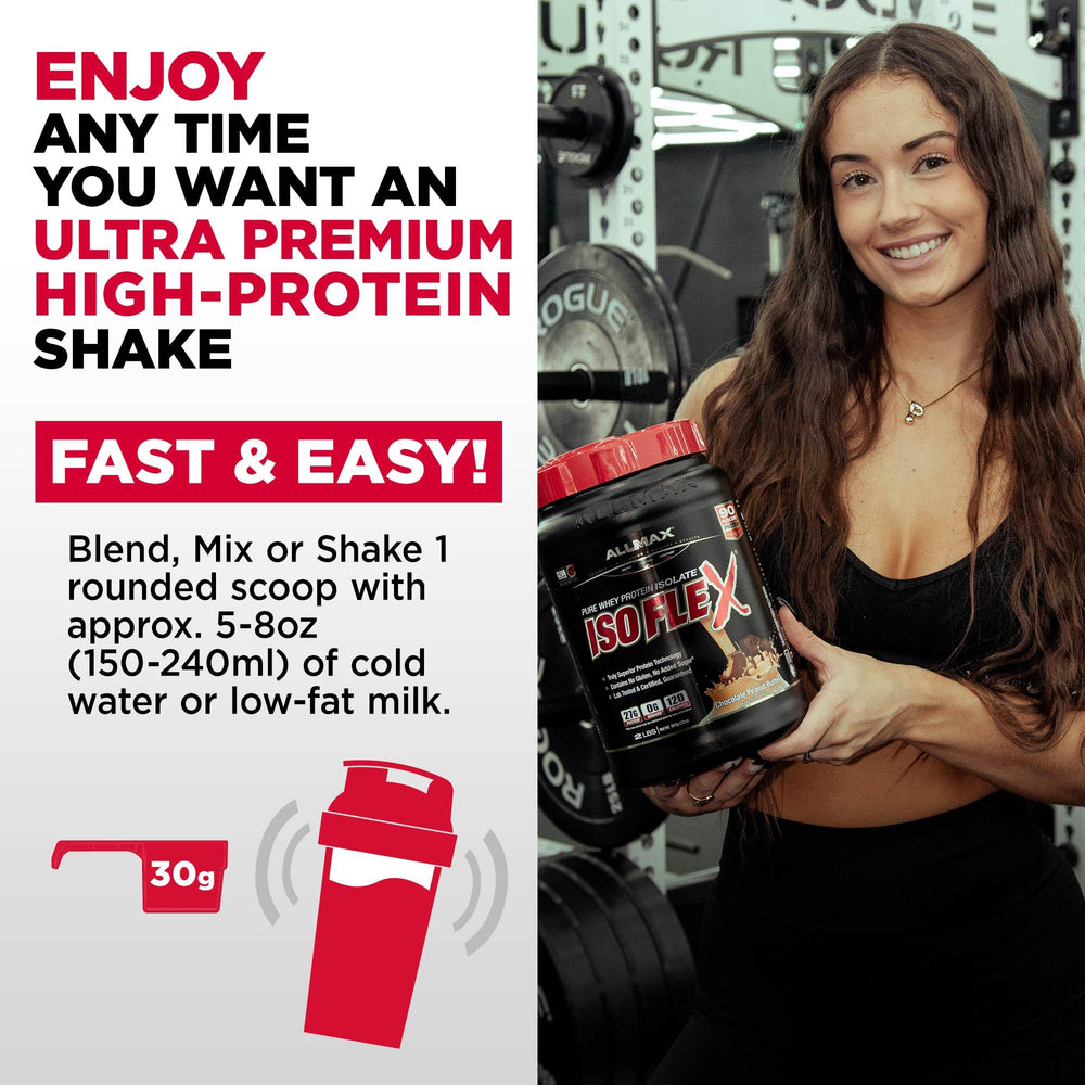 ALLMAX ISOFLEX product packaging emphasizes a 5-pound container value.