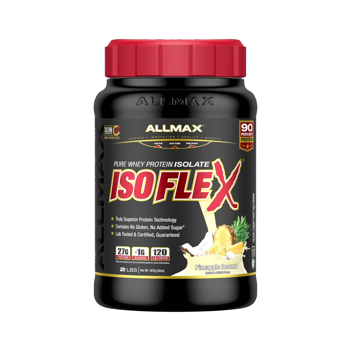 ALLMAX ISOFLEX Pineapple Coconut bottle ready for quick protein shakes