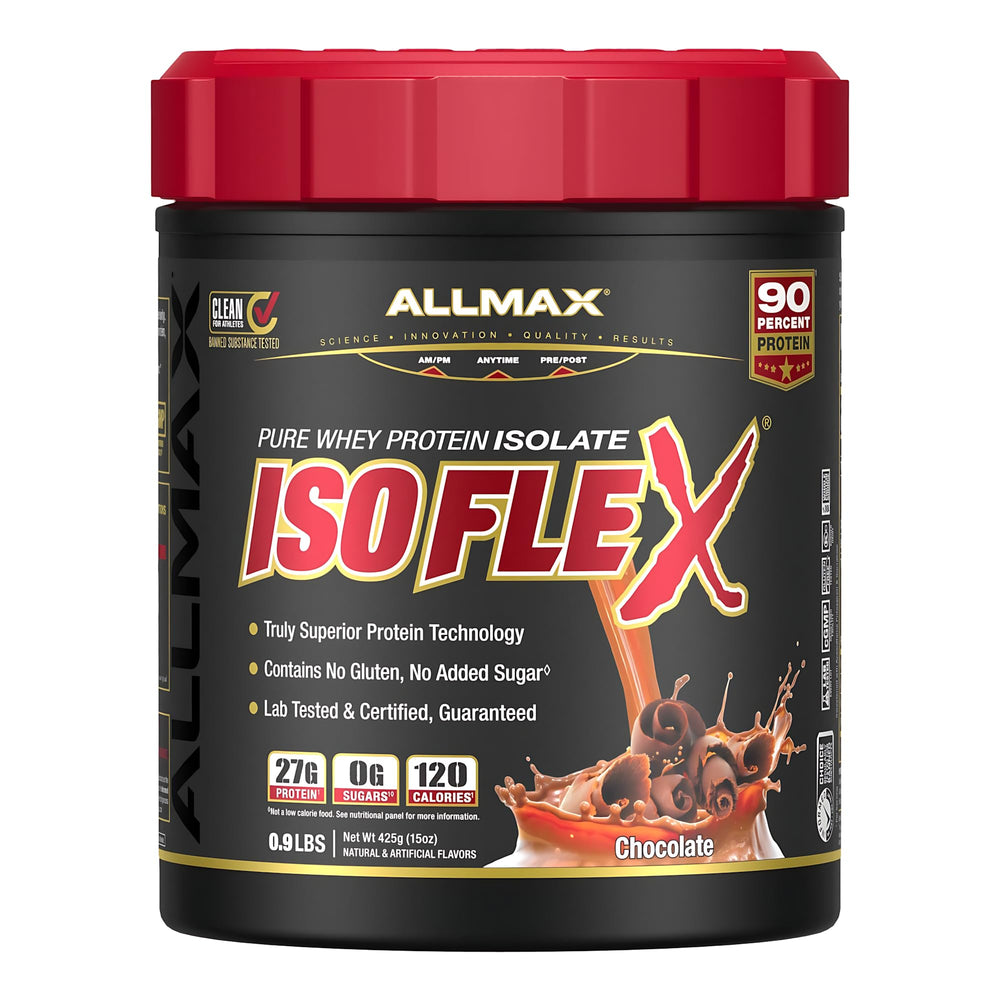 ALLMAX IsoFlex whey isolate image highlighting HRI technology for clean protein support