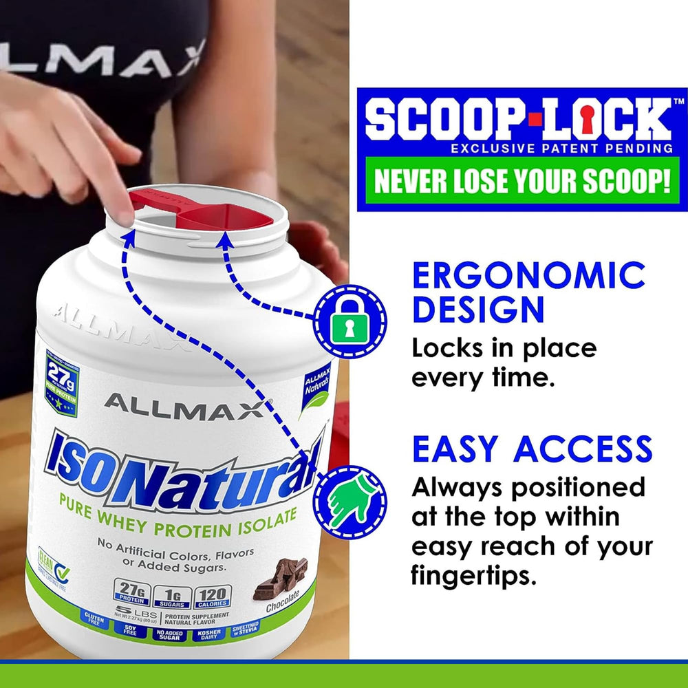 ALLMAX ISONATURAL Vanilla bottle pouring into a glass showcases vanilla flavor.