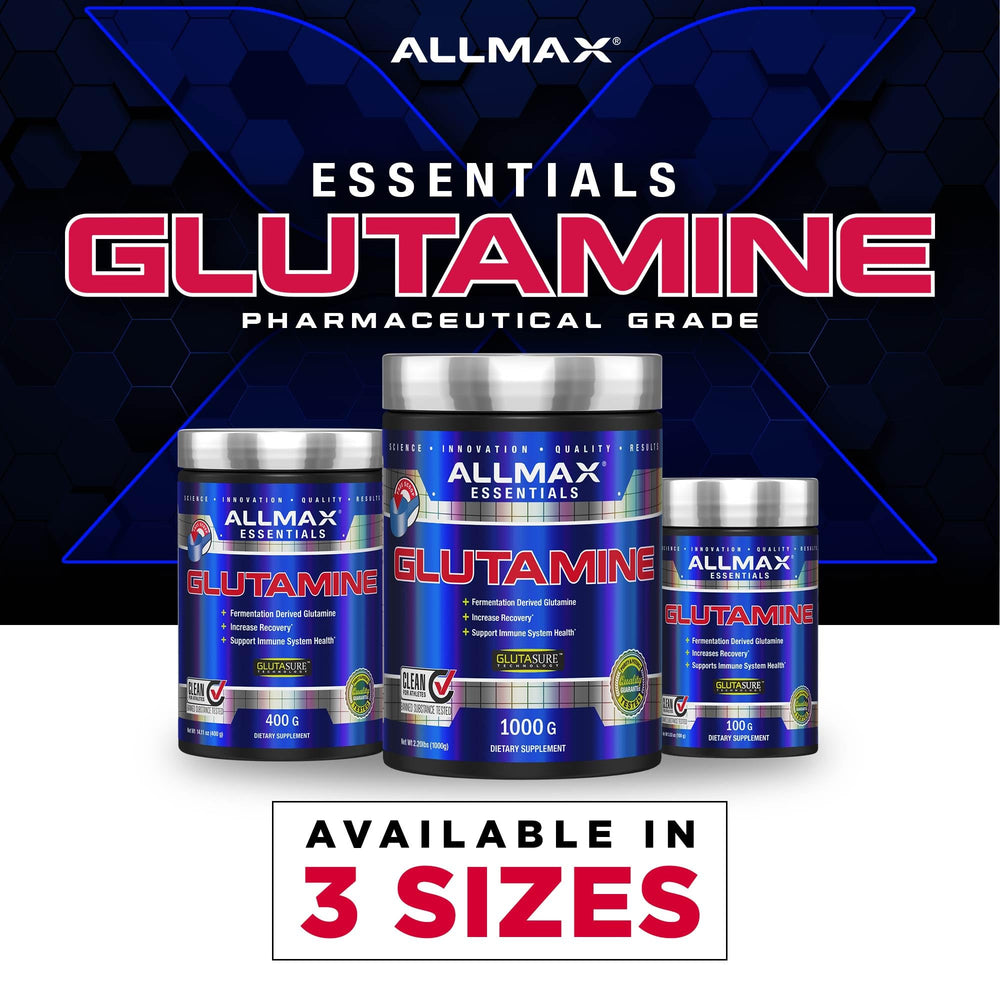 AllMAX L-Glutamine powder in training scene for athletic lifestyle support