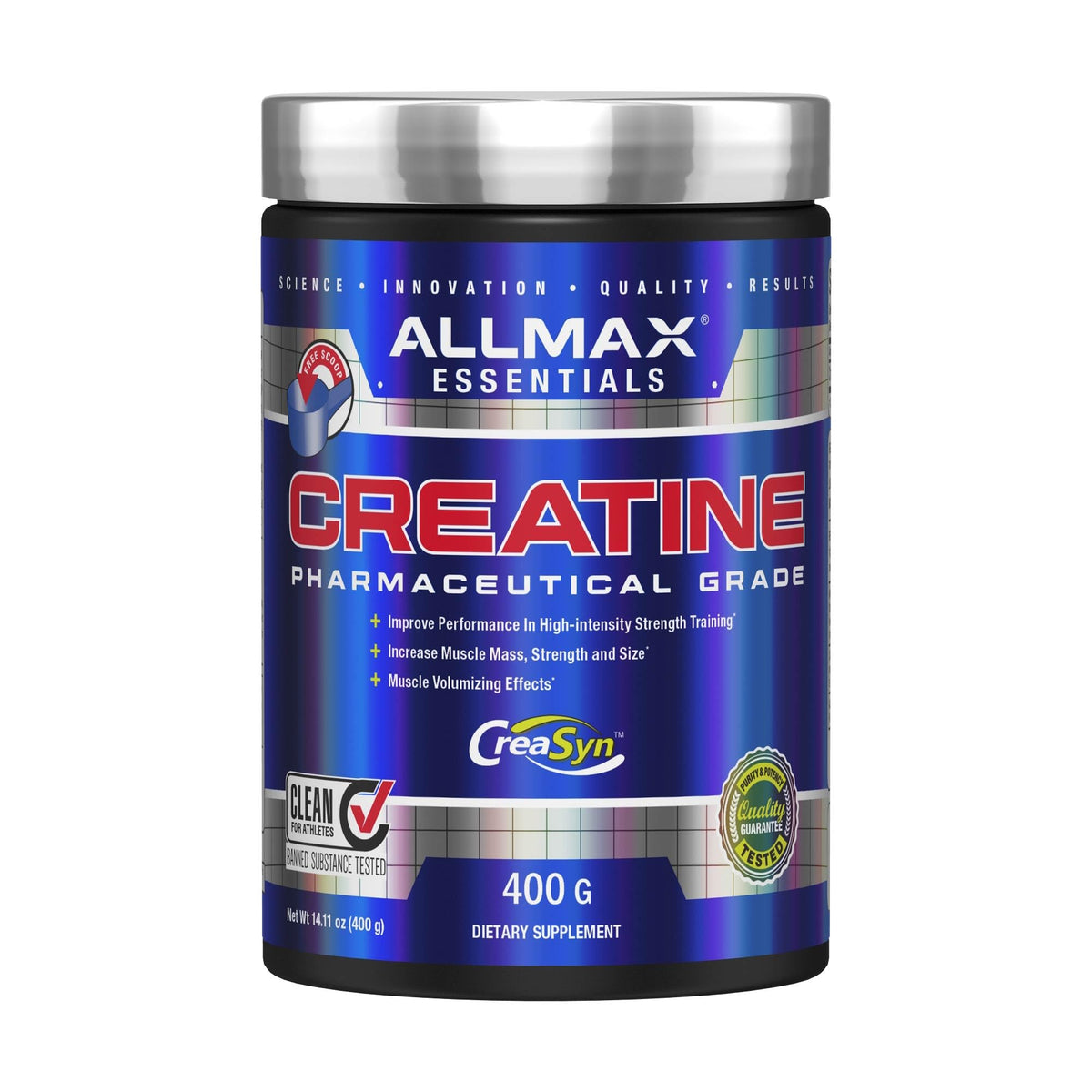 AllMax Nutrition Creatine Monohydrate powder bottle for easy daily dosing.
