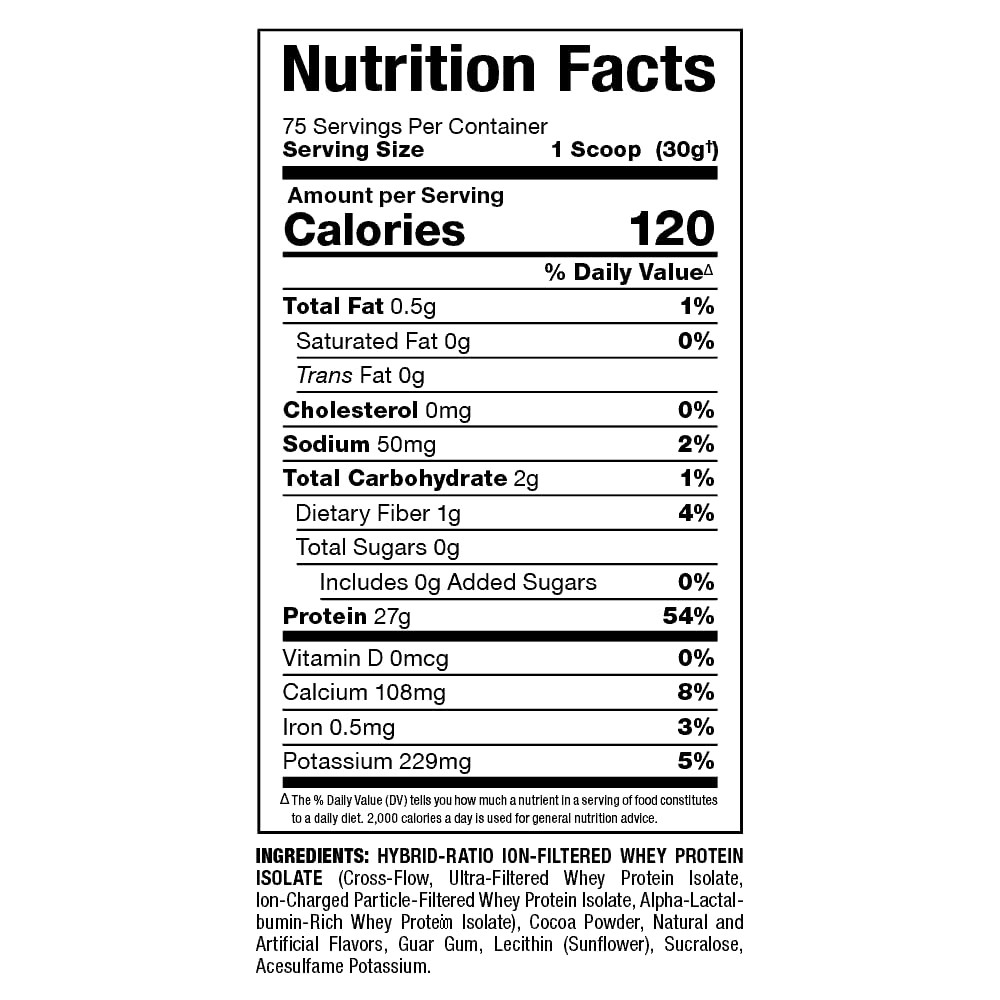Allmax Isoflex chocolate label on bottle showing clean macronutrient profile