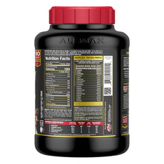 Allmax Isoflex chocolate label closeup emphasizes Hybrid-Ratio Ion-Filtration process