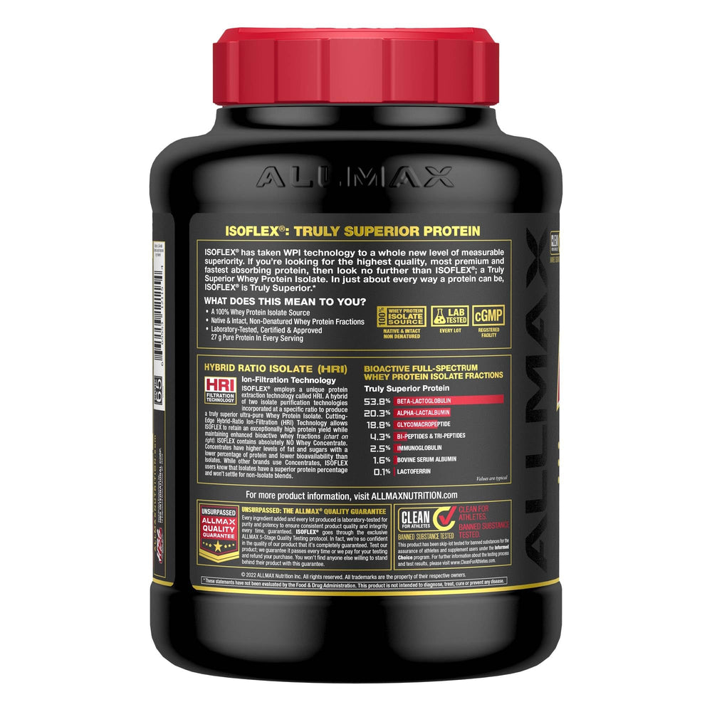 Allmax Isoflex chocolate shaker serving after workout for rapid mix and smooth texture