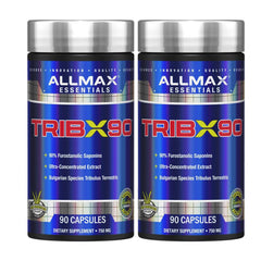 AllMax TRIBX90 bottle front showing Bulgarian Tribulus 90% saponins