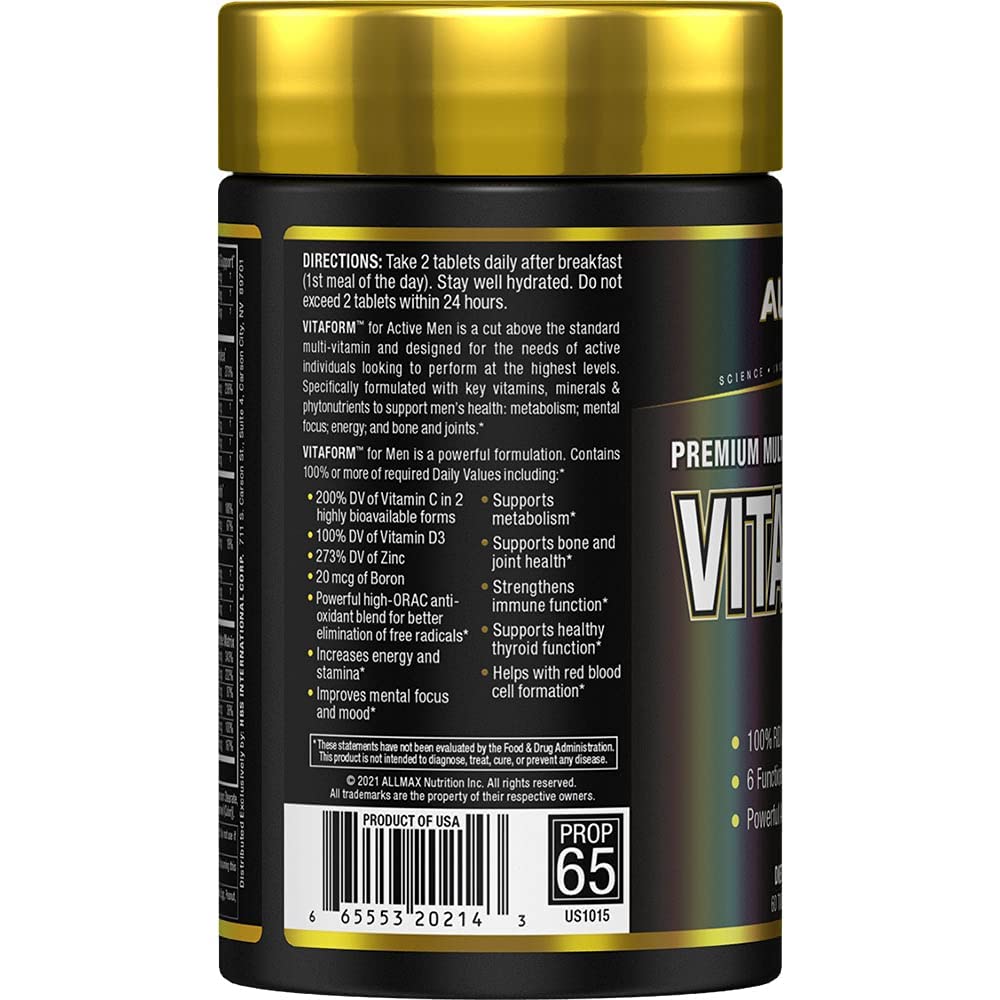 ALLMAX VitaForm tablet close-up highlighting compact capsules for daily nutrition