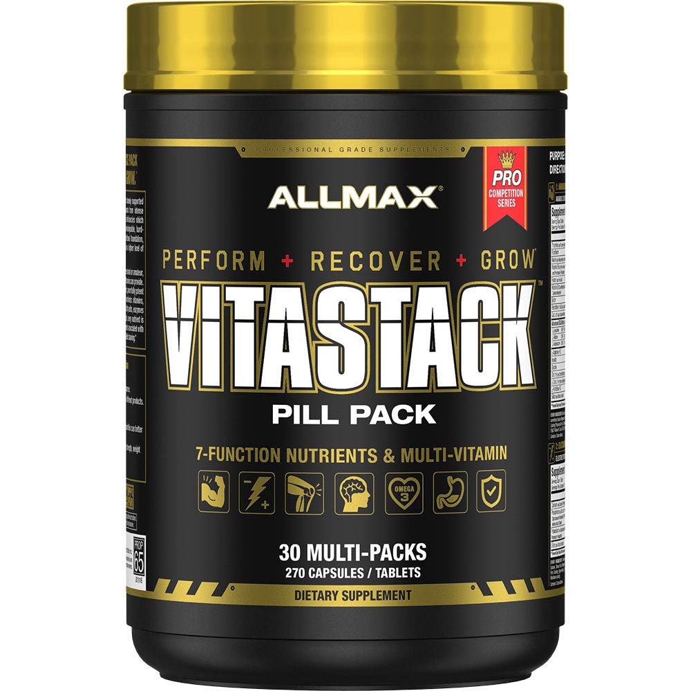 AllMax Vitastack serving tray with water showing easy one-pack daily use.