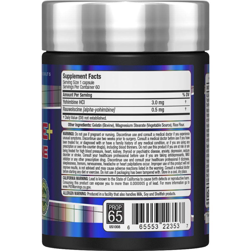 ALLMAX Yohimbine Rauwolscine ingredient panel reveals pharmaceutical-grade formulation
