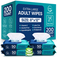 AllSett Health body wipes oversized 8x12 for quick rinse-free refreshing.