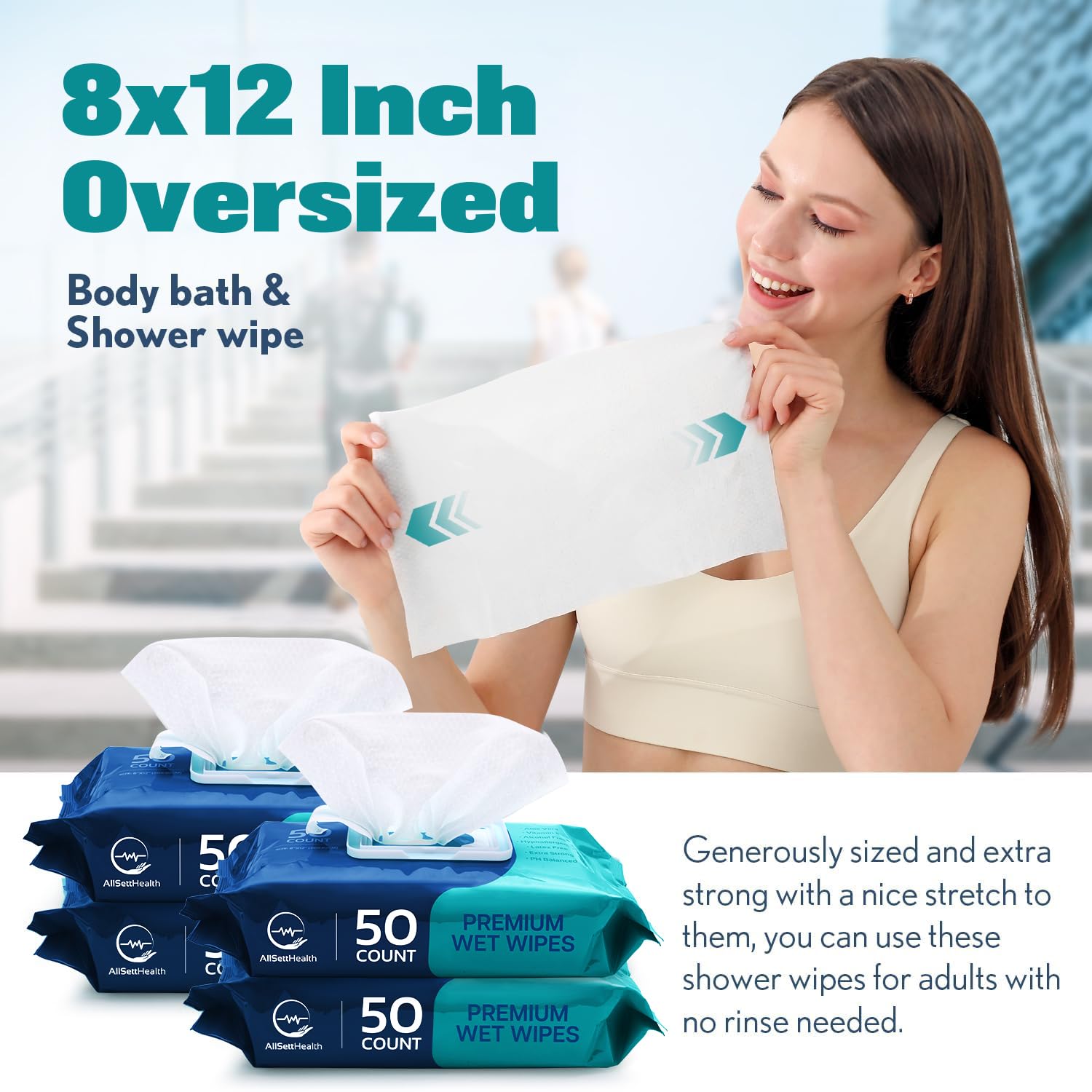 AllSett Health disposable washcloths hypoallergenic, ideal for sensitive skin and easy cleanup.