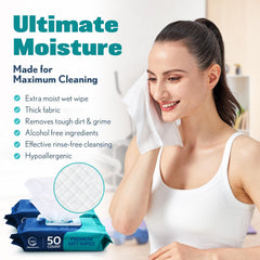 AllSett Health latex-free disposable washcloths for safe, portable cleaning.