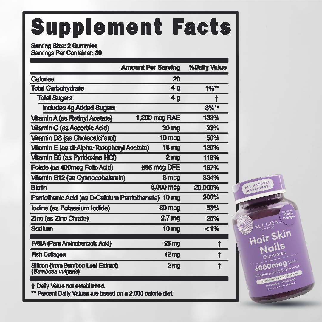 ALLURA HAIR marine collagen and vitamins ingredients close-up