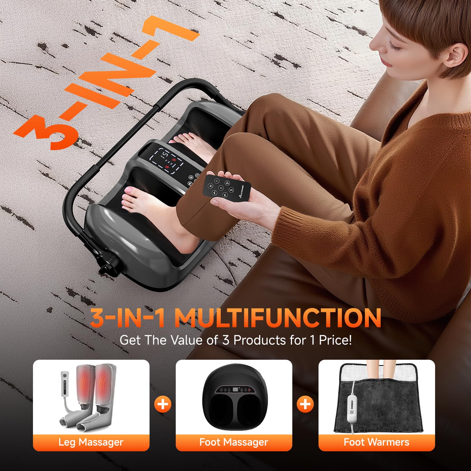 ALLYOUGER Foot Massager 360 degree handle for easy calf and ankle targeting