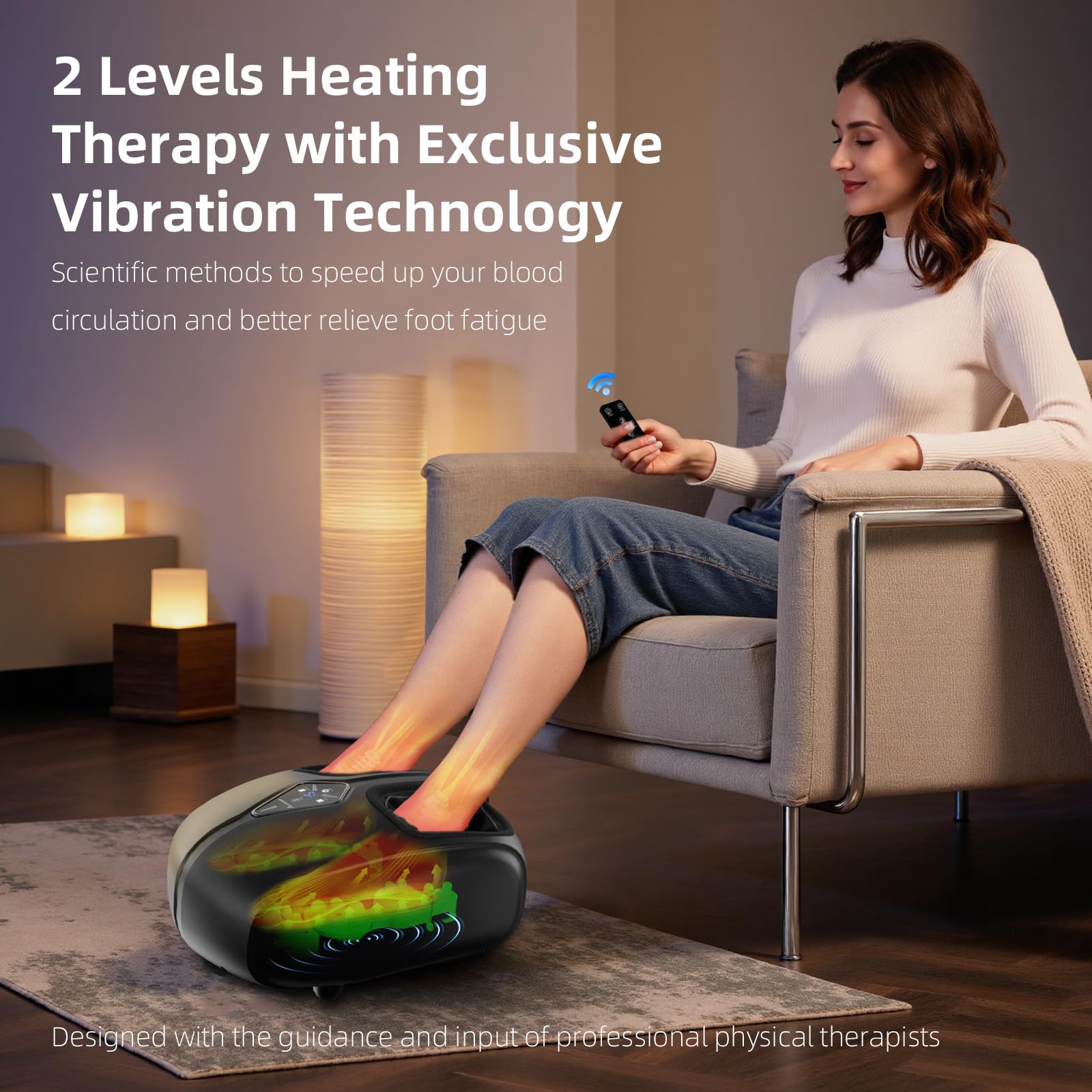 ALLYOUGER Foot Massager heat setting image showcases soothing warmth