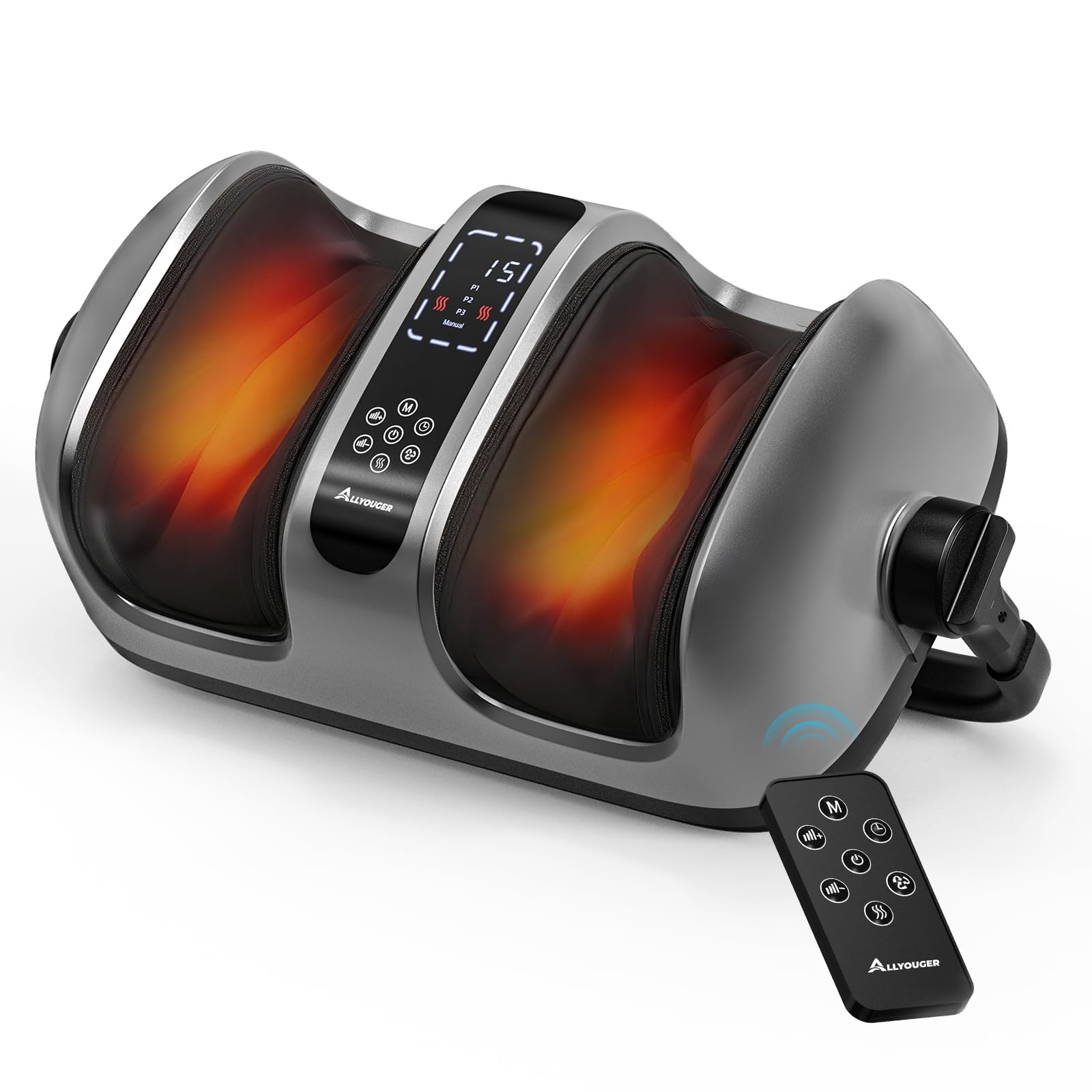 ALLYOUGER Foot Massager heat feature delivers soothing warmth for tired feet after walking