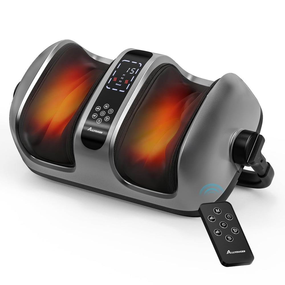 ALLYOUGER Foot Massager heat feature delivers soothing warmth for tired feet after walking