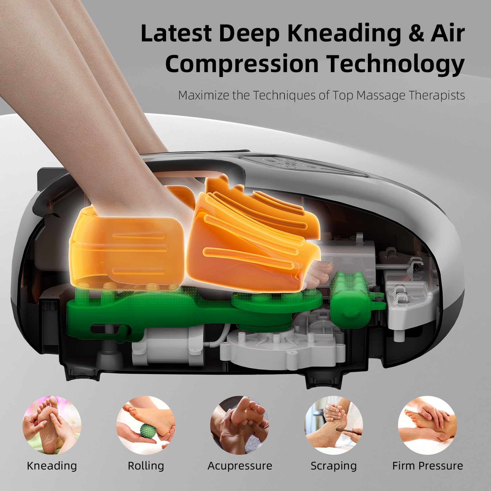 ALLYOUGER Shiatsu Foot Massager remote control view demonstrates convenient customization
