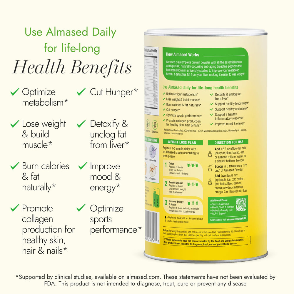 Almased gluten-free badge signals dietary compatibility.