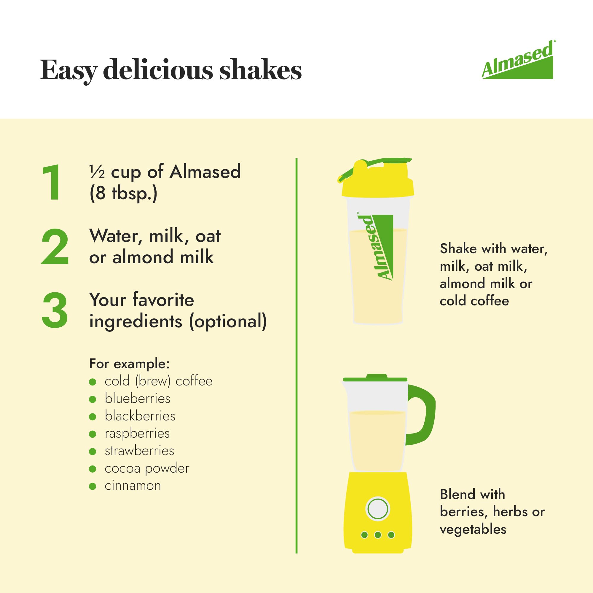 Almased Vanilla shake in shaker for quick mix at home.