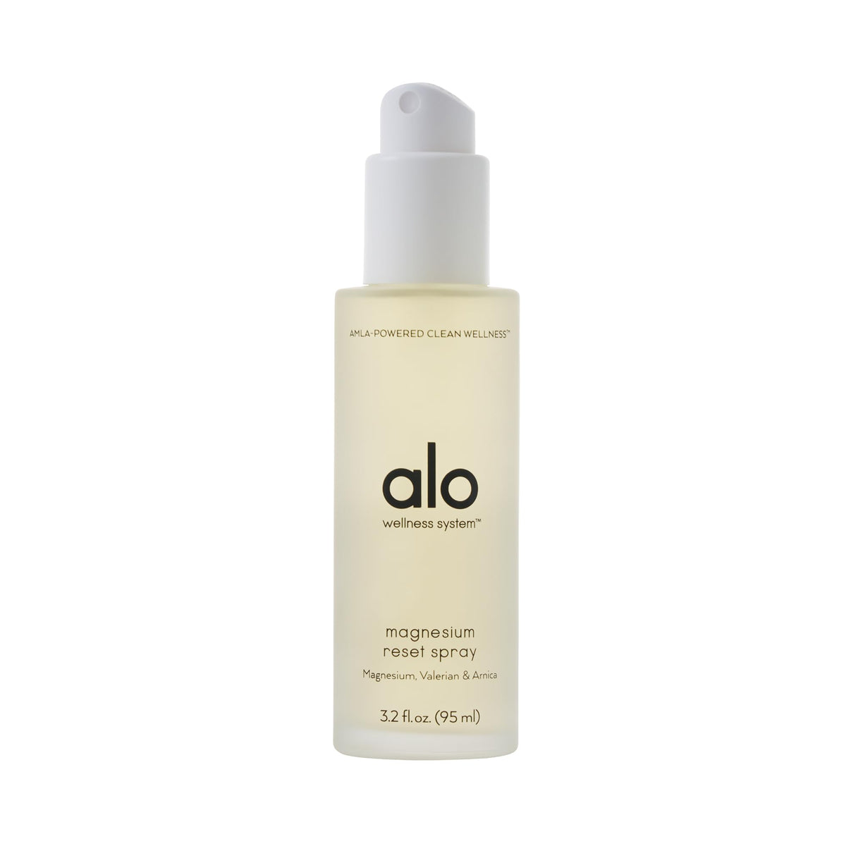Alo Magnesium Reset bottle front with calming design for relaxation
