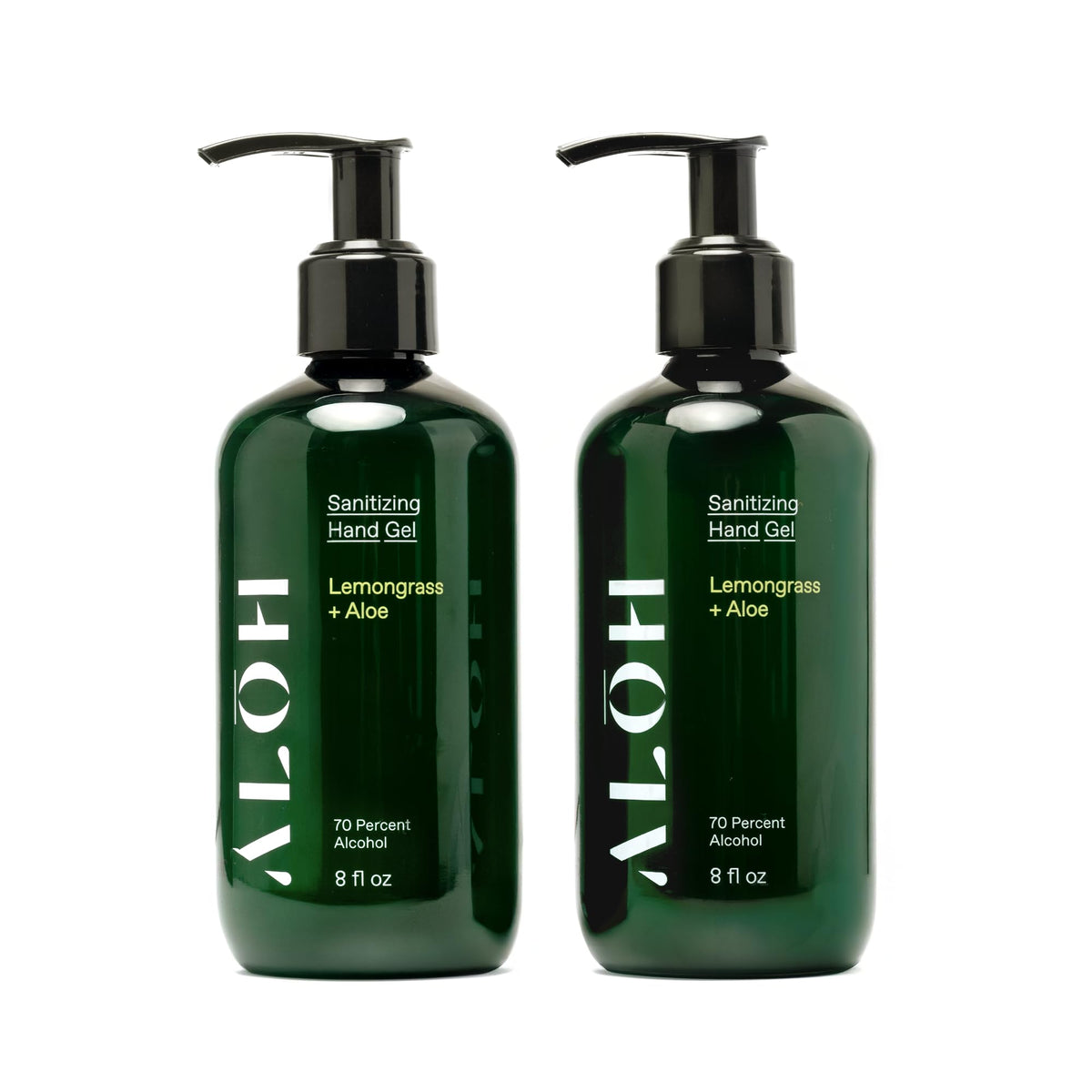 ALO ALŌH lemongrass aloe hand gel bottle 2-pack for on-the-go cleansing.