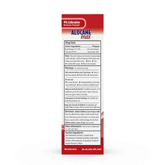 Alocane Max 4-percent lidocaine label offers strong, fast pain relief.