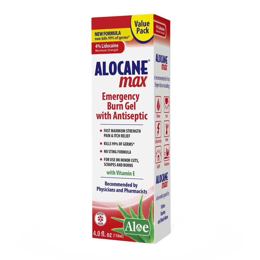 Alocane Max burn gel bottle ready for quick relief.