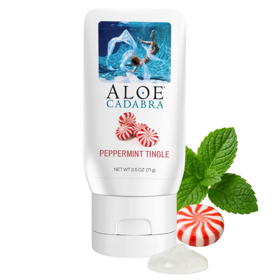 Aloe Cadabra botella de hidratante vaginal con menta fresca para comodidad.