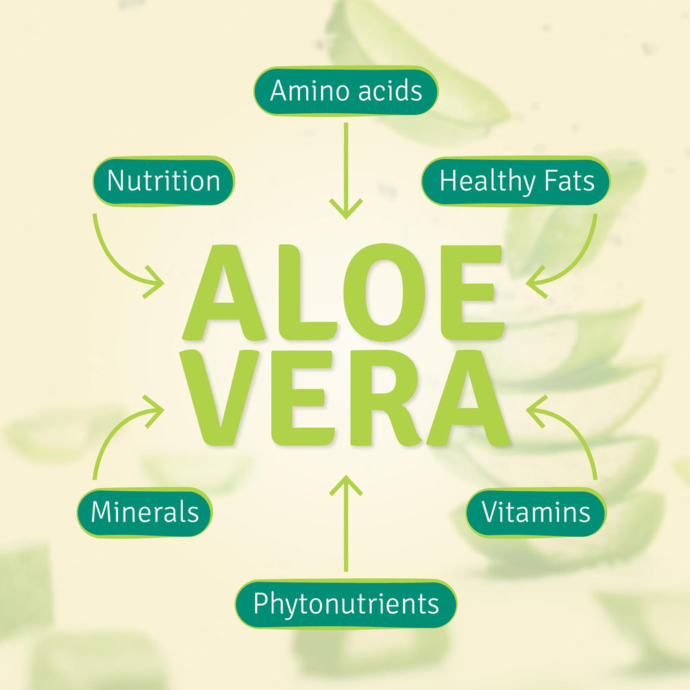 Aloe Life bottle on kitchen counter conveys daily wellness routine