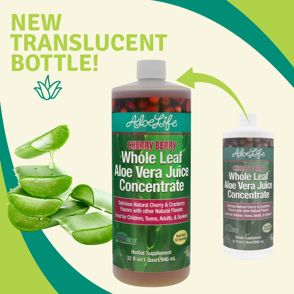 Aloe Life Cherry Berry flavor close-up showing organic certification.