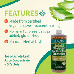 Aloe Life bottle with organic certification seal signals quality