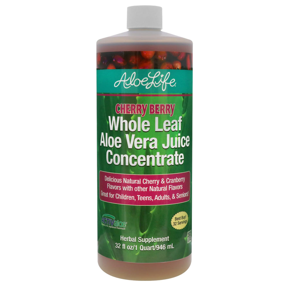 Aloe Life Whole Leaf Juice bottle pouring into a glass for daily wellness.