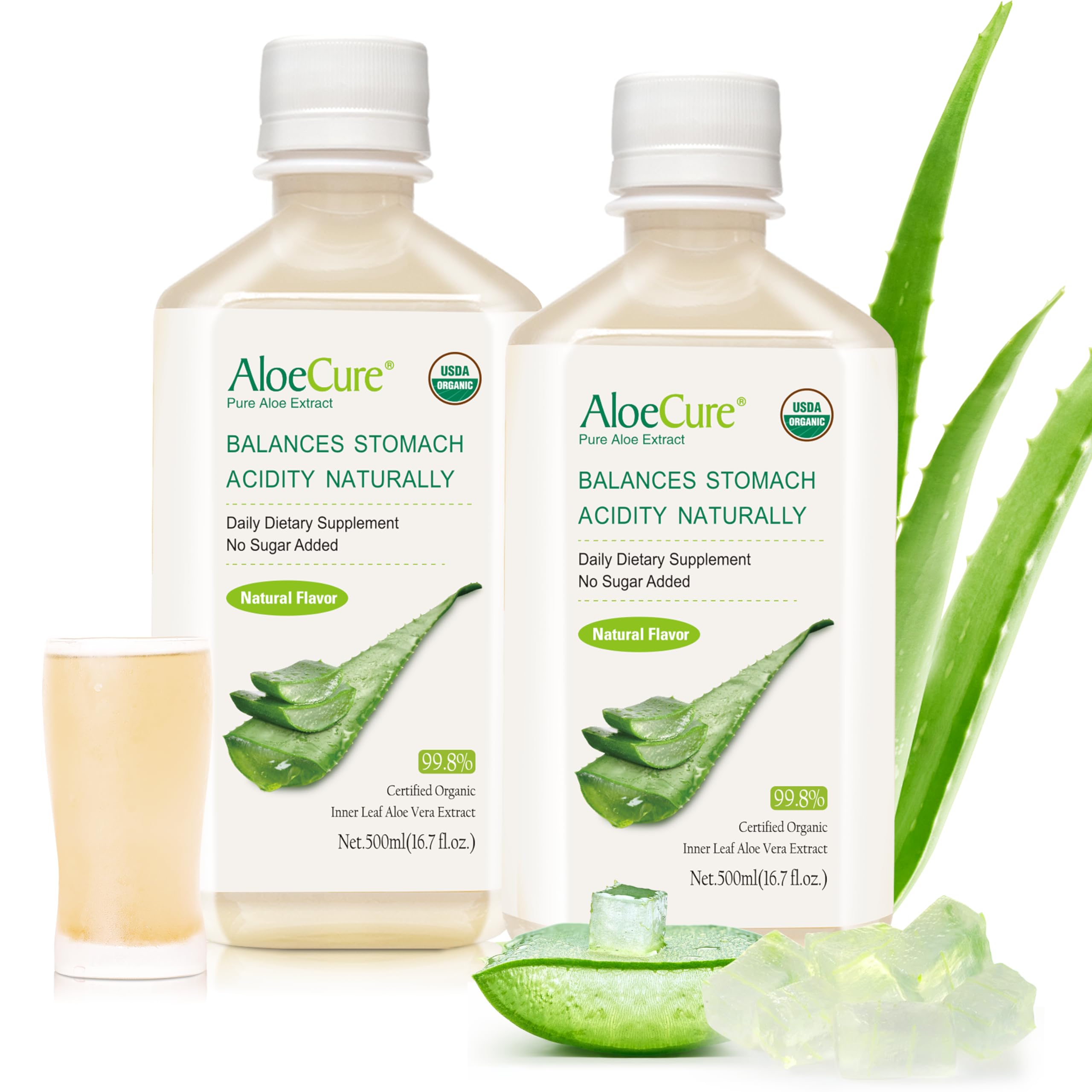 AloeCure bottle packaging conveys premium quality with eco-friendly sourcing.