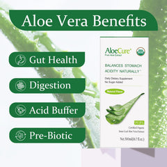 AloeCure bottle pour demonstrates easy daily use for digestive balance.