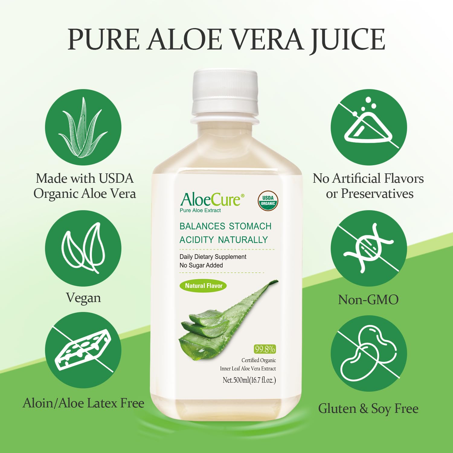AloeCure bottle during 12-hour harvest bottling process emphasizing freshness