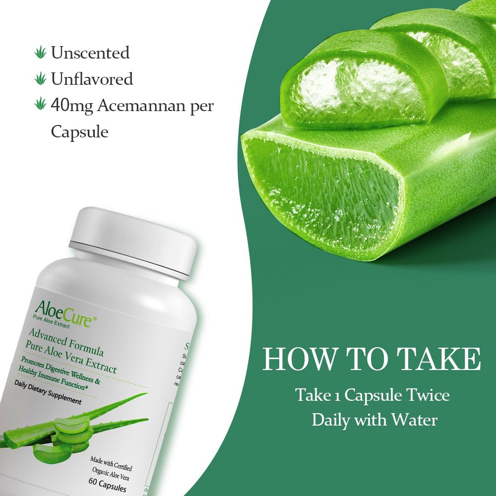 AloeCure capsules implying immune and digestive wellness benefits