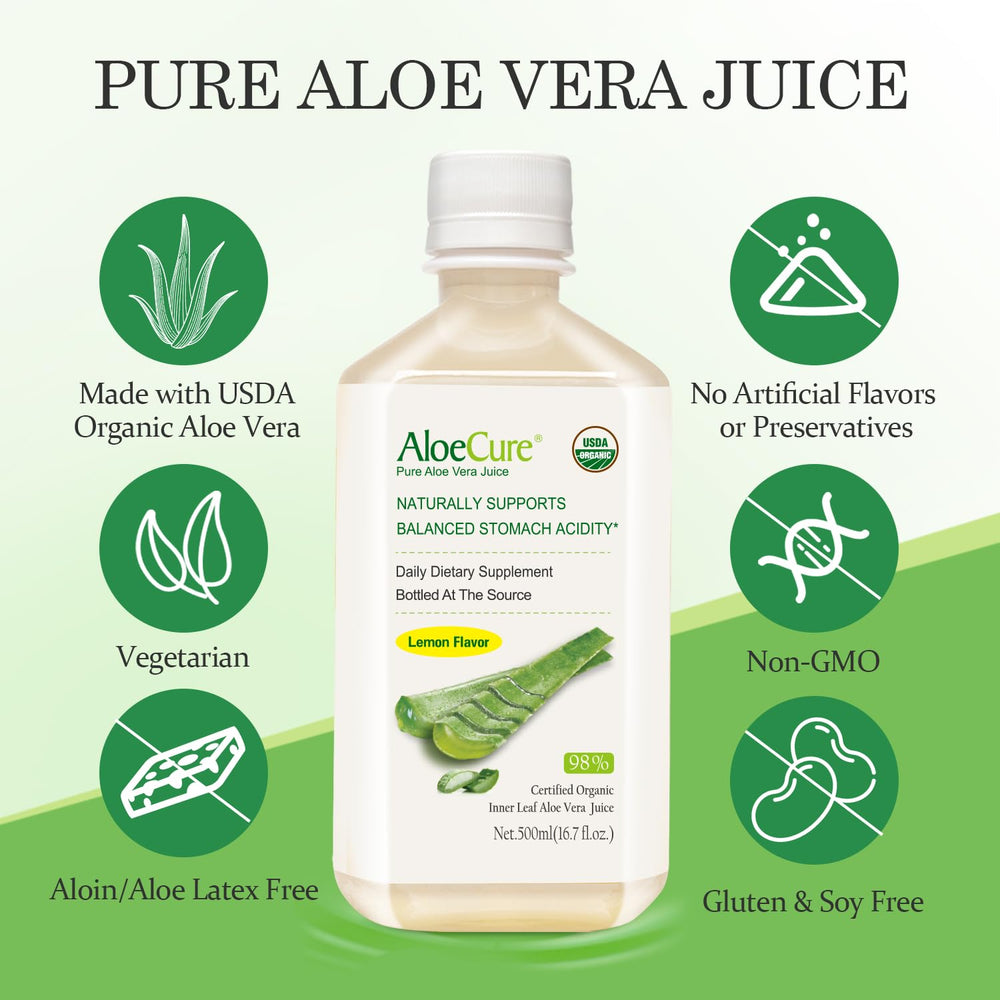AloeCure organic certification label emphasizes trusted sourcing and quality standards.