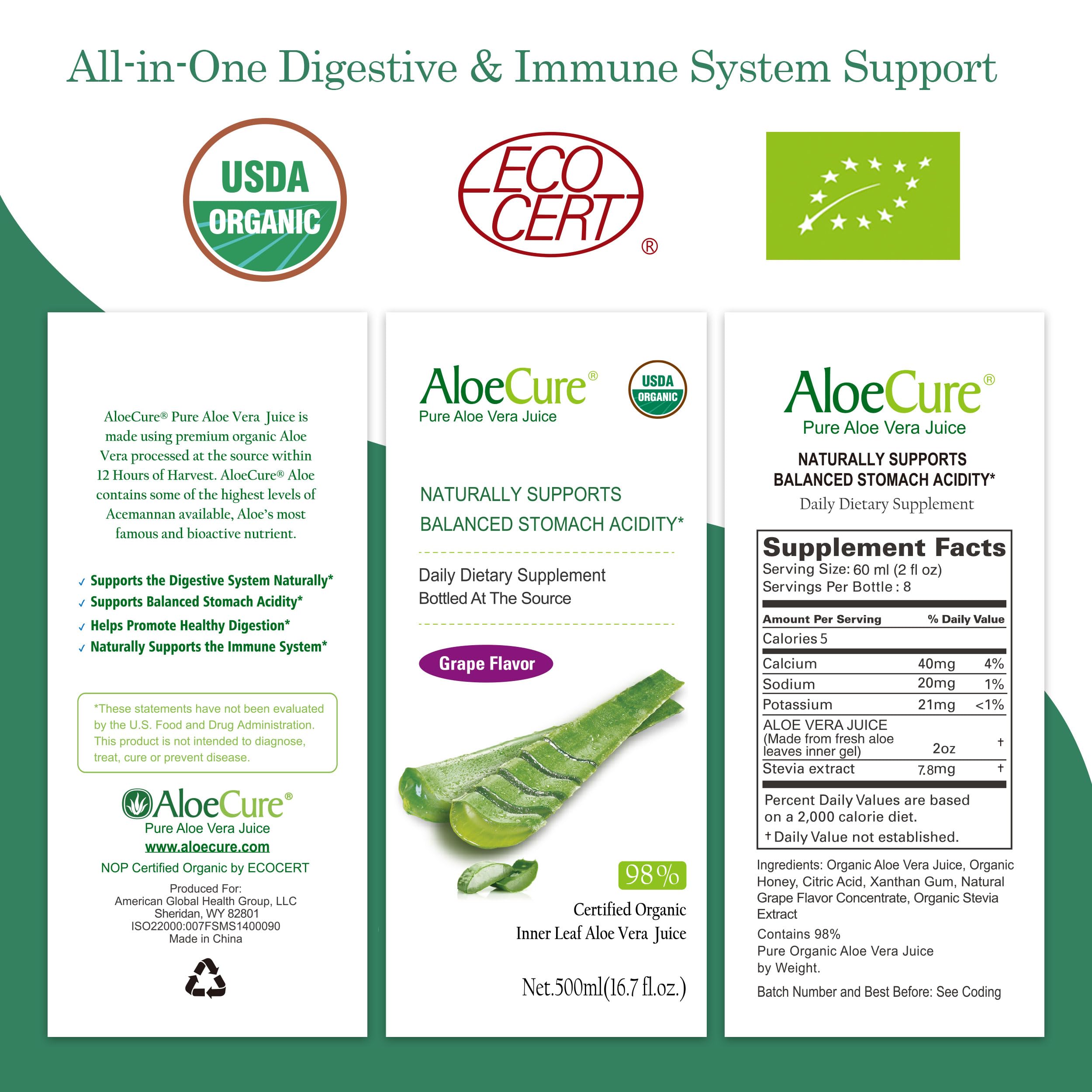 AloeCure packaging shown in eco-friendly materials signals sustainability.