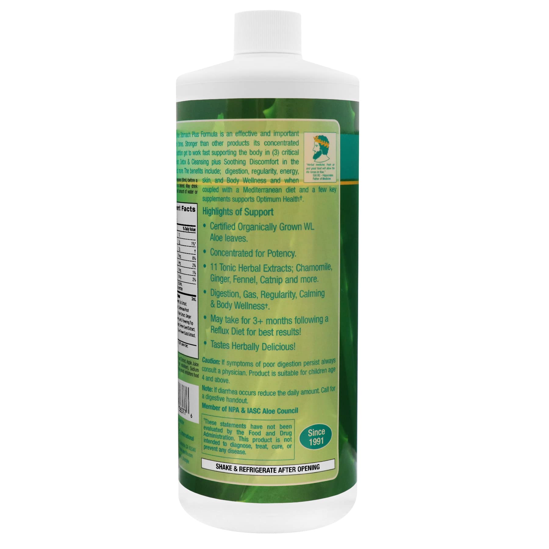Pouring Aloe Life Stomach Plus Formula into a glass for quick relief