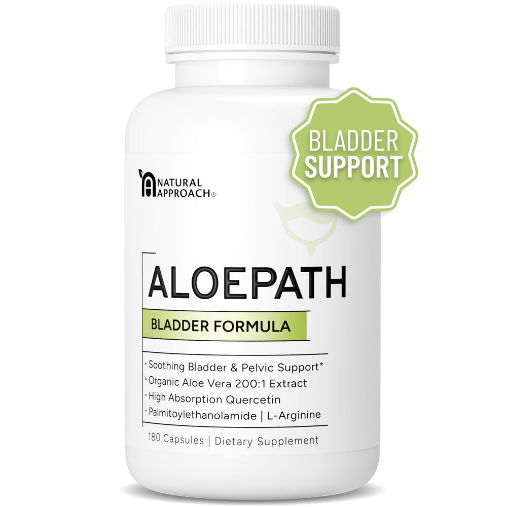 ALOEPATH bottle front showing premium bladder support capsules