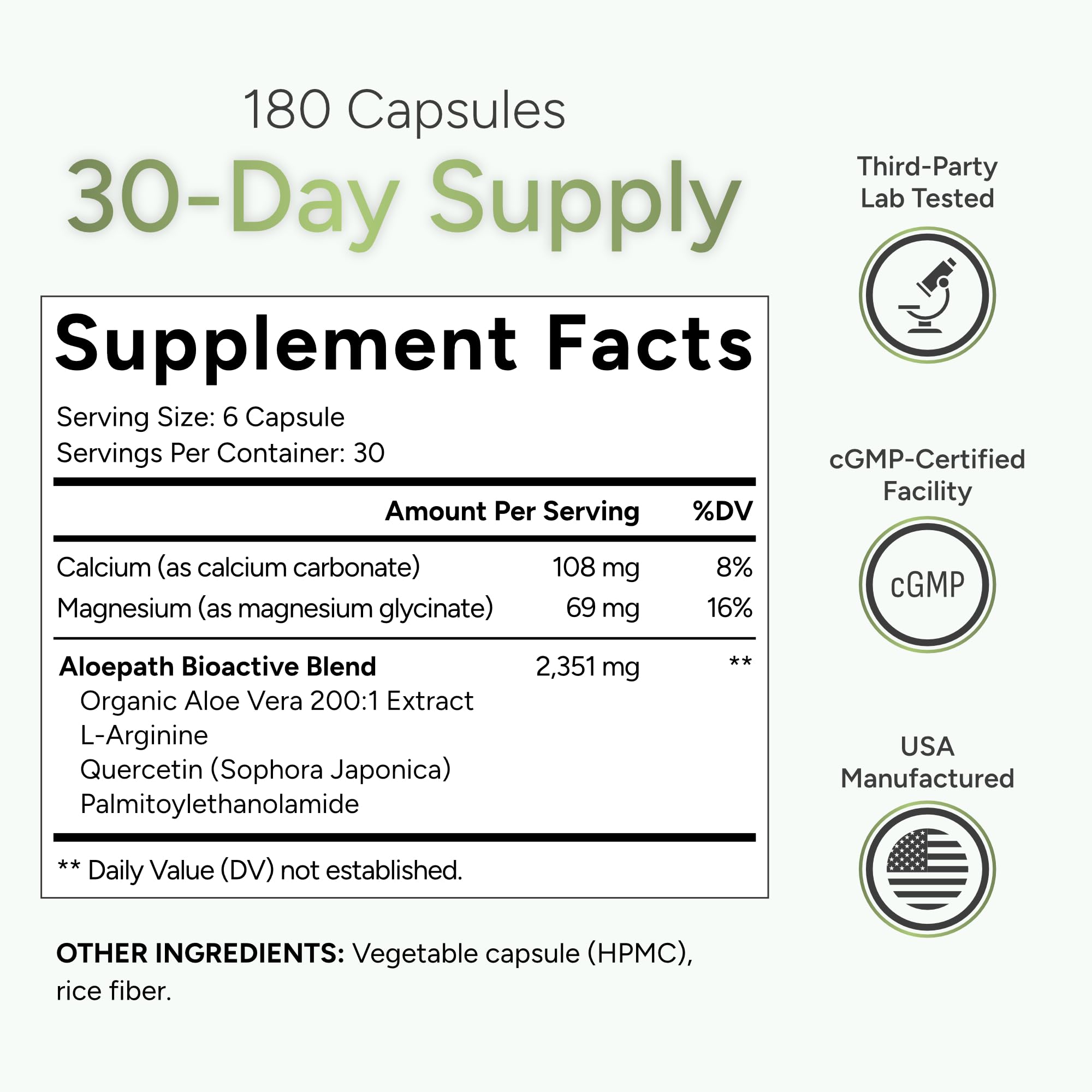Graphic of BIO-PEA, L-Arginine, Quercetin and minerals in ALOEPATH