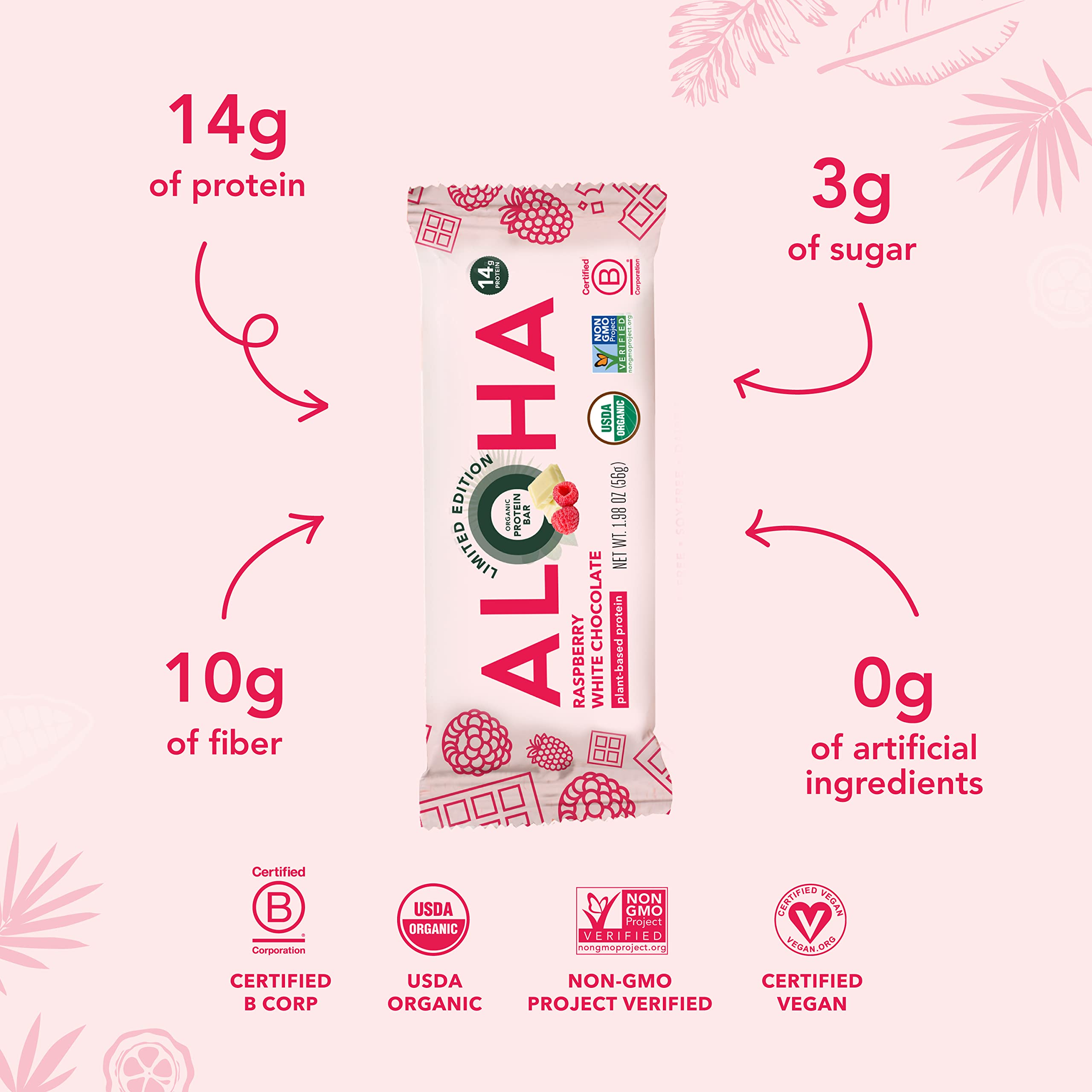 ALOHA bar on a plate suitable for on-the-go breakfast or pre-workout fueling.