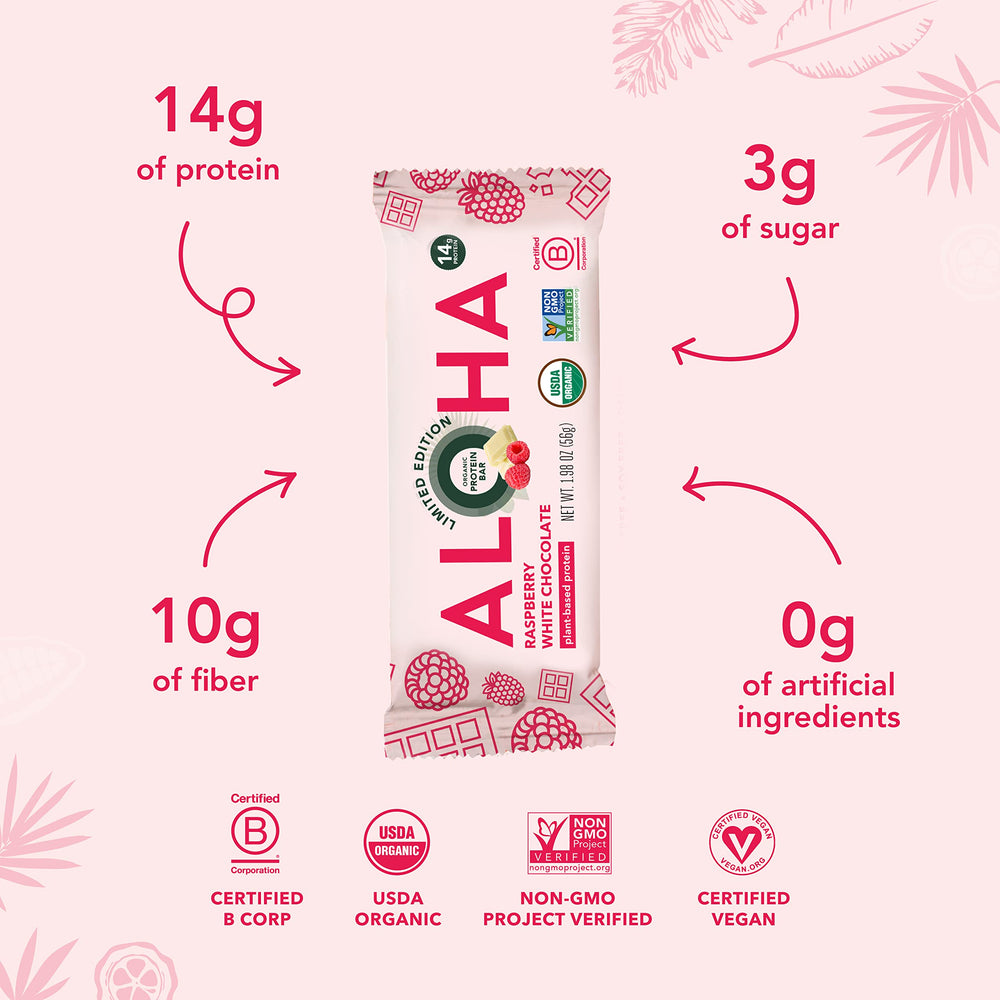 ALOHA bar on a plate suitable for on-the-go breakfast or pre-workout fueling.